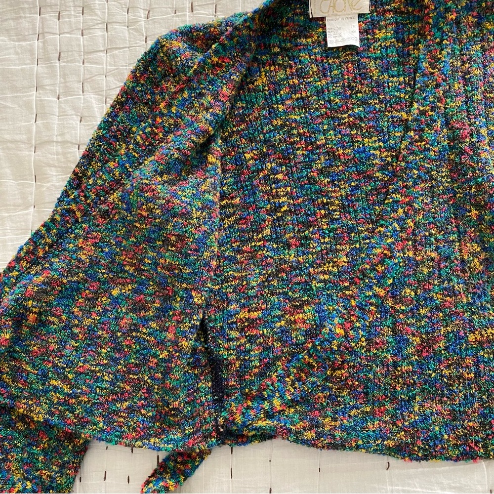 Cache Multi-Colored Boucle Wrap-Around Sweater Ca… - image 7